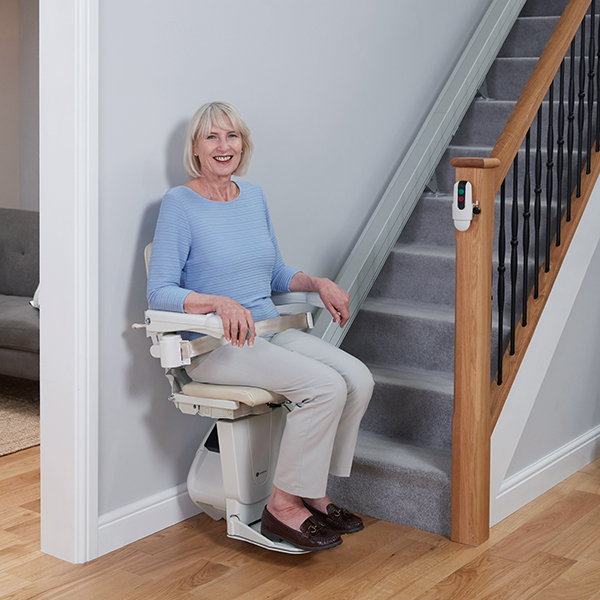 stairlift at bottom of stairs